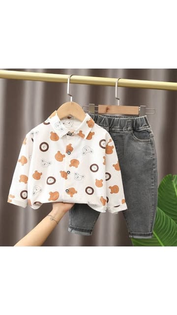 پیراهن طرحدار ندی و شلوار جین وارداتی