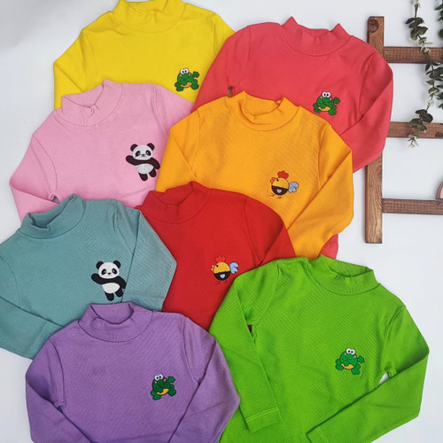 بلوز کبریتی اسپرت بچگانه، رنگیرنگی، مناسب زیر سارافون یا استفاده روزانه