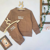 بلوز شلوار دورس دو نخ رنگ موکا دخترانه و پسرانه