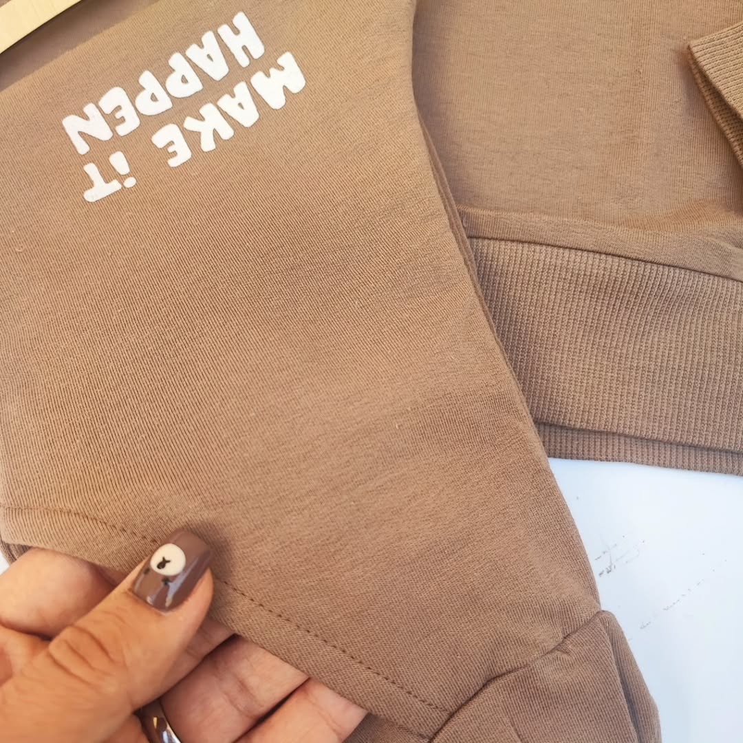 بلوز شلوار ست بچگانه نرم و لطیف رنگ موکا