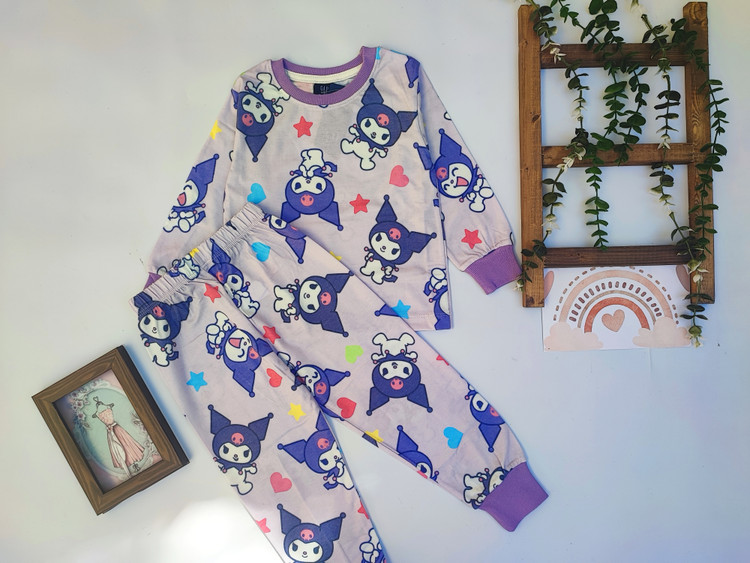 بلوز شلوار راحتی دخترانه طرح کرومی