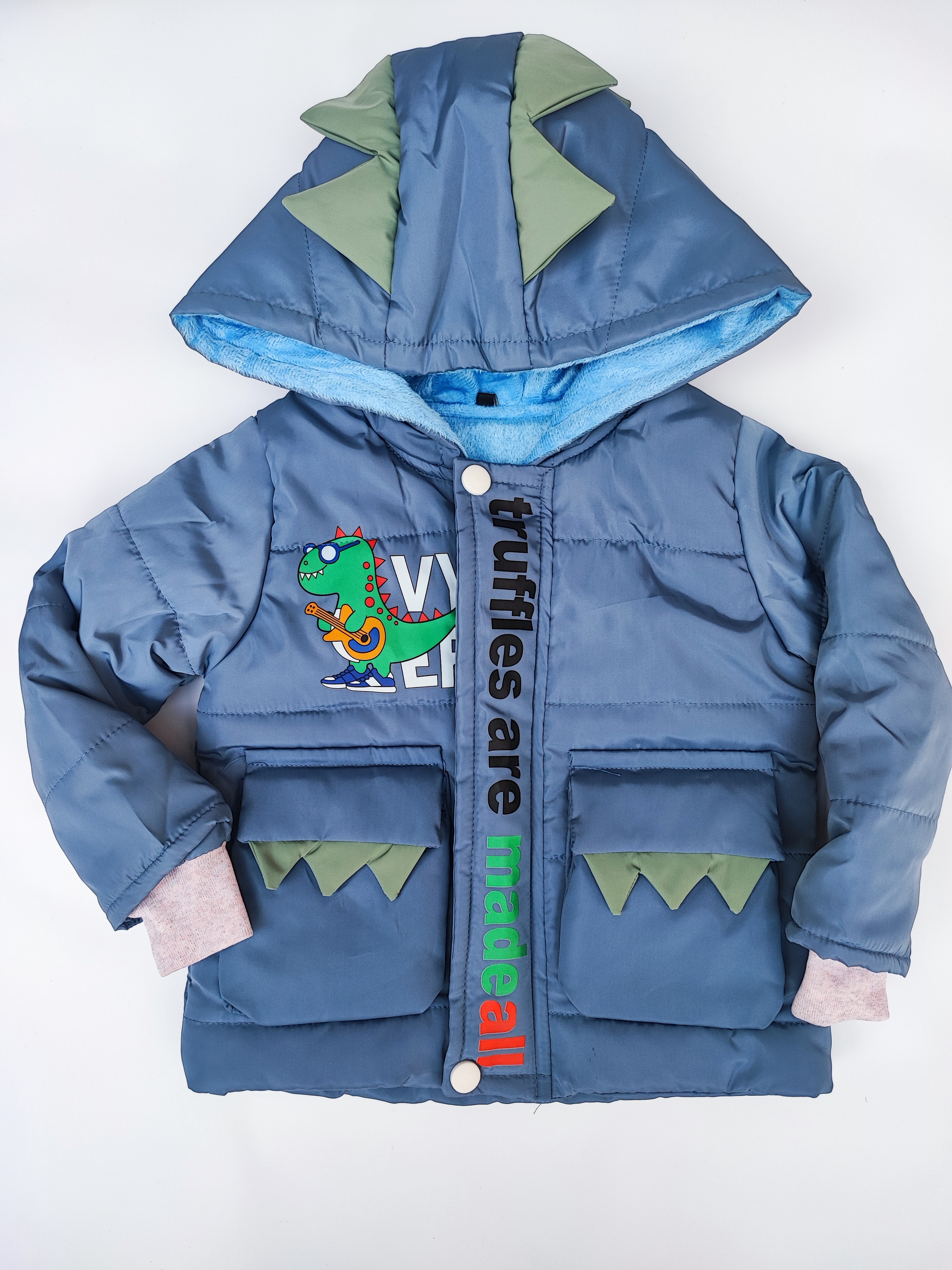 کاپشن دایناسوری پسرانه آبی رنگ