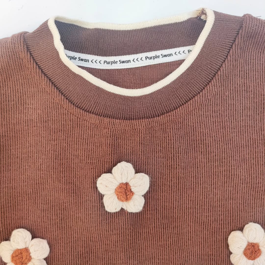 شومیز بافت وارداتی گل برجسته بچگانه