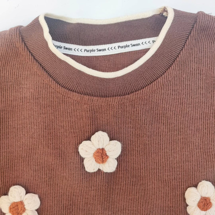 شومیز بافت وارداتی گل برجسته بچگانه