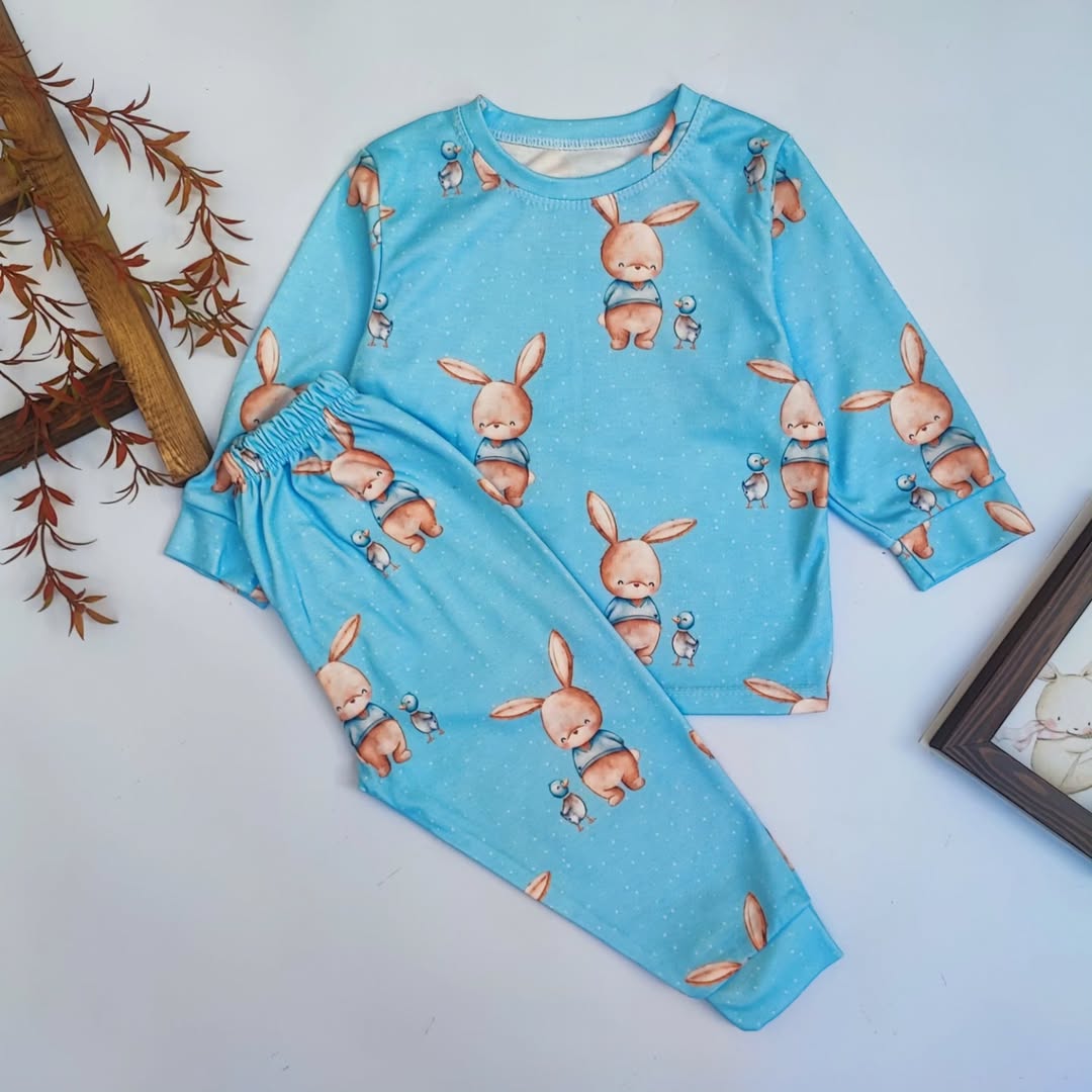 ست بلوز و شلوار تمام نخ پنبه راحتی بچگانه