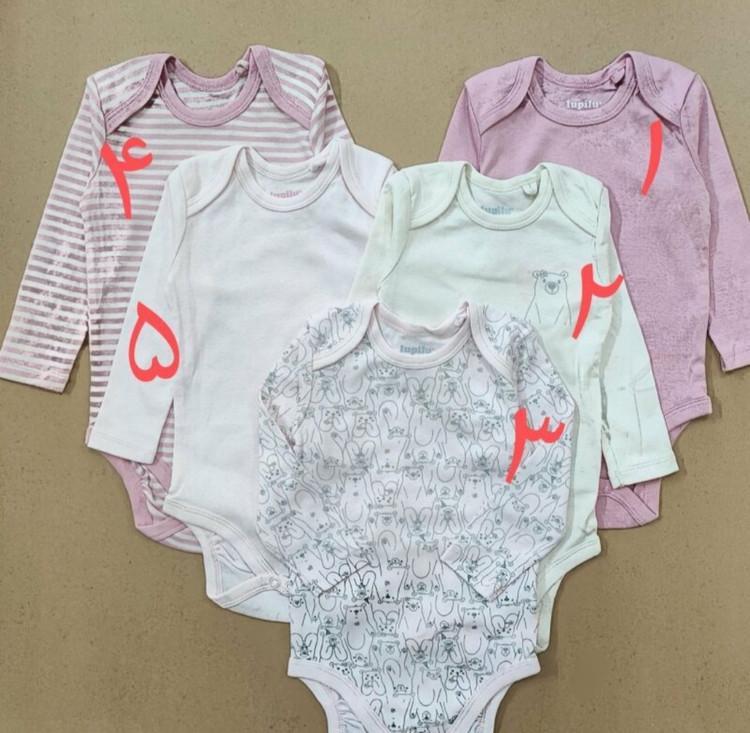 بادی زیر دکمه آستین بلند تمام نخ پنبه لوپیلو