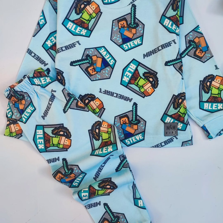 ست بلوز و شلوار خانگی بچگانه طرح ماین کرافت