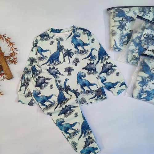 بلوز و شلوار راحتی تمام نخ پنبه طرح دایناسور