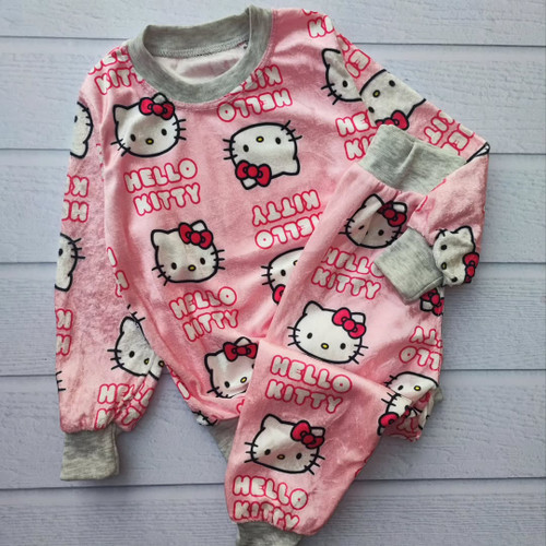 ست بلوز و شلوار راحتی مخمل طرح دخترانه