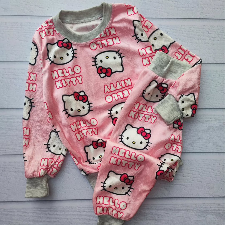 ست بلوز و شلوار راحتی مخمل طرح دخترانه